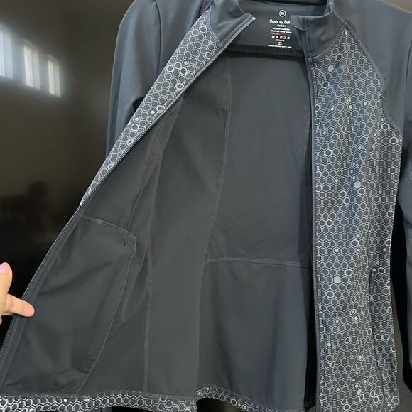 Sweaty Betty Power Zip Gray Geo Print Jacket - Picture 7 of 10